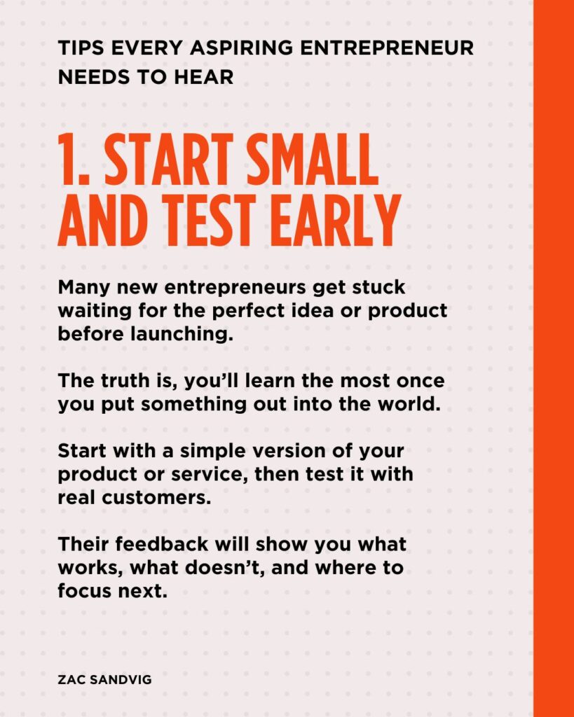 zac sandvig aspiring entrepreneurship tips